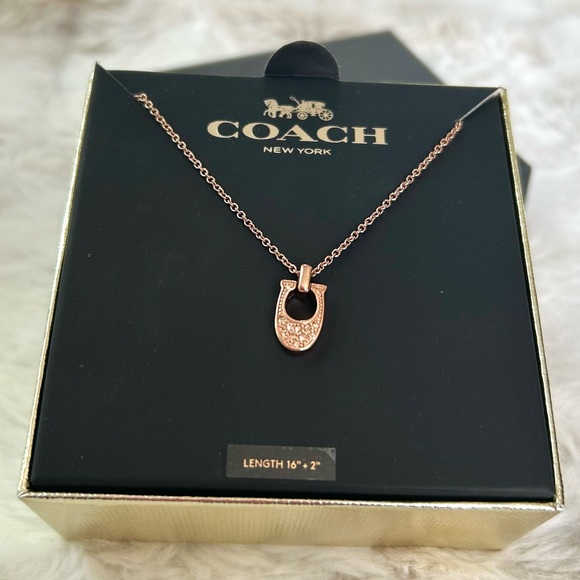 NIB Coach RoseGold Signature C Pendant Necklace - Picture 2 of 8
